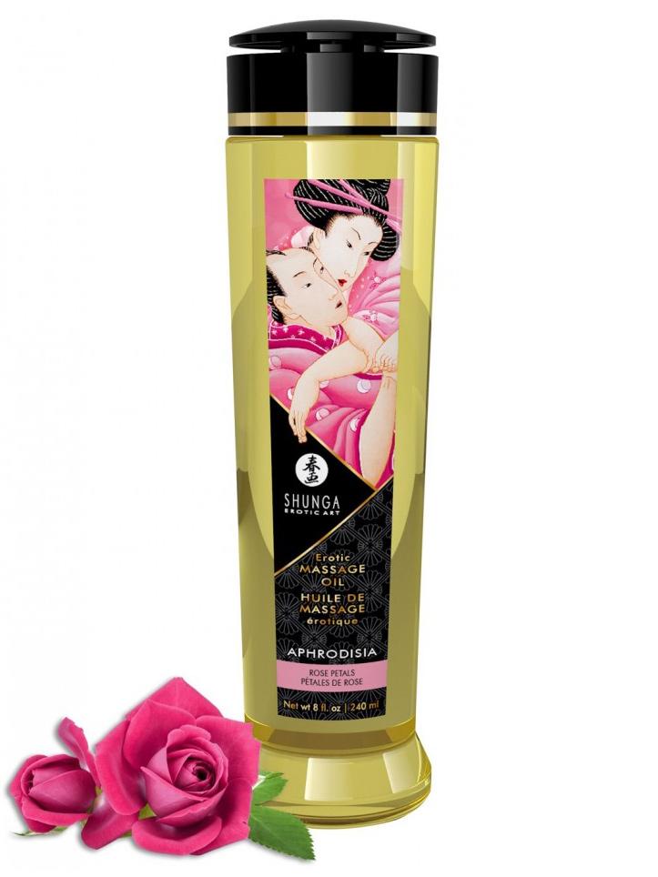 Erotic Massage Oil Lubes and Massage Shunga 8 oz Aphrodisia Rose Petals 