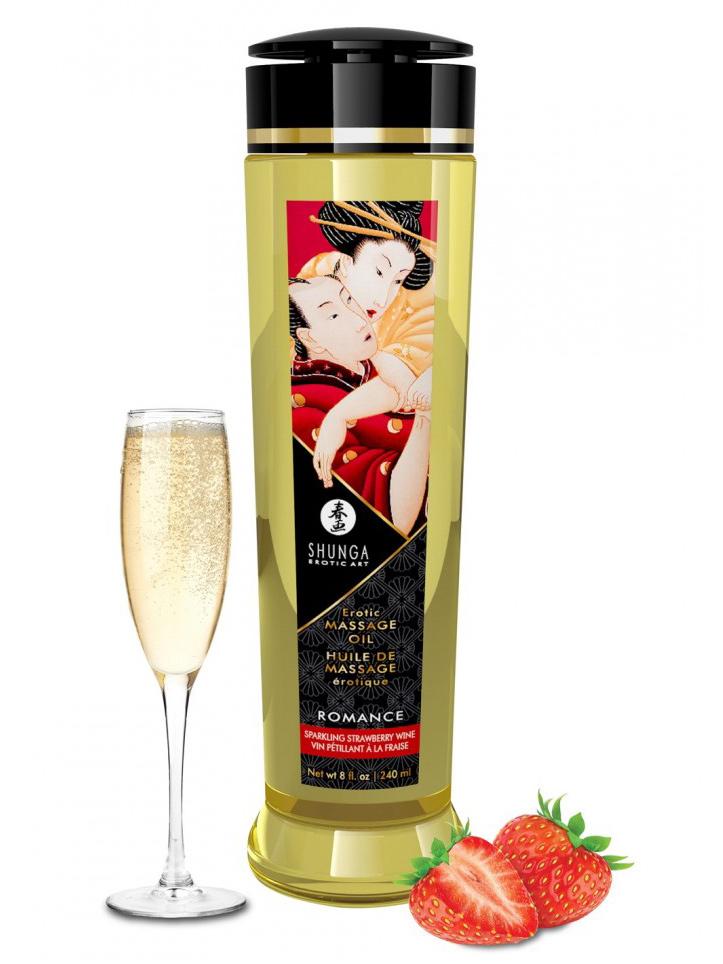 Erotic Massage Oil Lubes and Massage Shunga 8 oz Strawberries and Champagne 