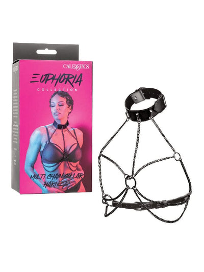 Euphoria Bondage Multi Chain Collar Harness Bondage & Fetish CalExotics Black One Size