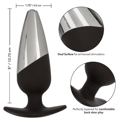 Executive EZ Grip Silicone Butt Plug Anal Toys California Exotic Novelties Black/Silver Large