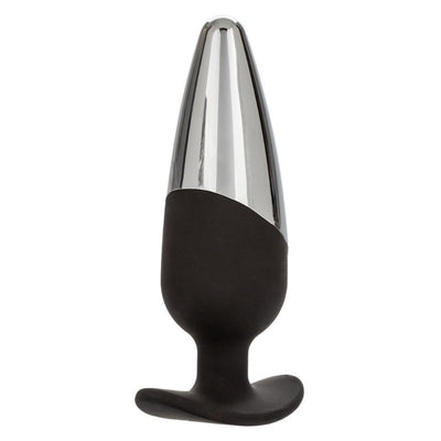 Executive EZ Grip Silicone Butt Plug Anal Toys California Exotic Novelties Black/Silver Medium
