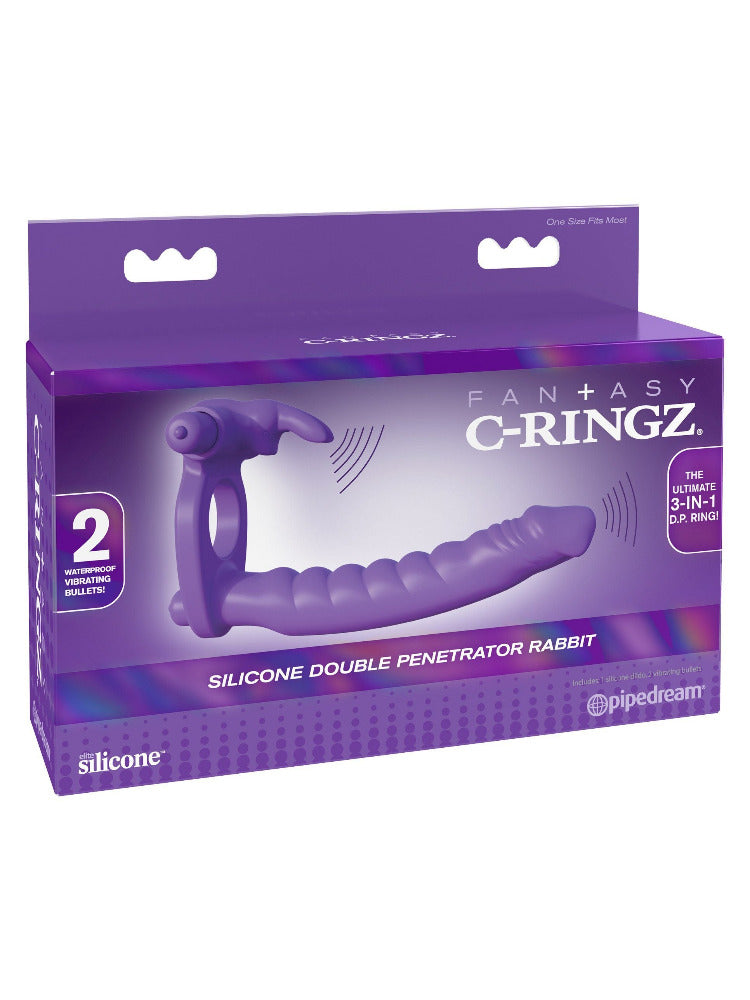 C-Ringz Silicone Rabbit Double Penetrator Anal Toys Pipedream Products Purple