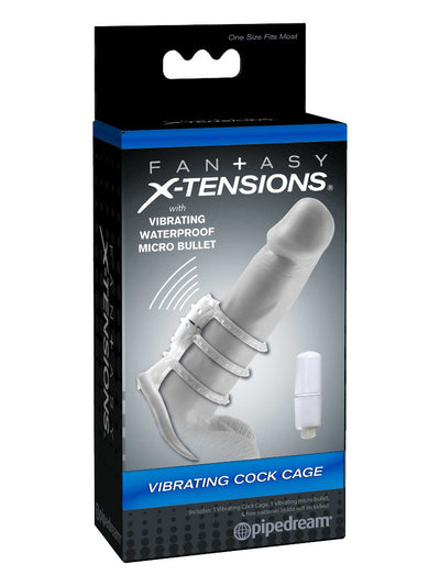 Fantasy X-tensions Vibrating Cock Cage More Toys Pipedream Products Clear