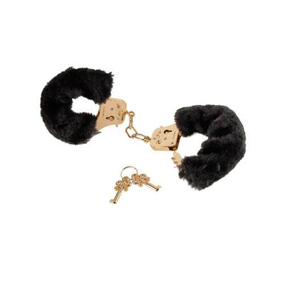 Fetish Fantasy Gold Furry Metal Handcuffs Bondage & Fetish Pipedream Products Gold/Black