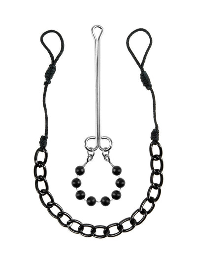 Fetish Fantasy Series Nipple & Clit Jewelry Lingerie Pipedream Products Black/Silver