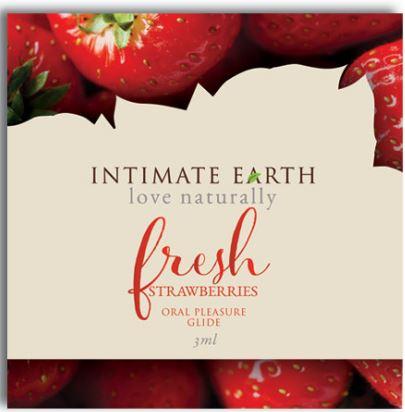 Foil Sized Natural Flavored Oral Glide Lubes and Massage Intimate Earth Fresh Strawberries 3 ml