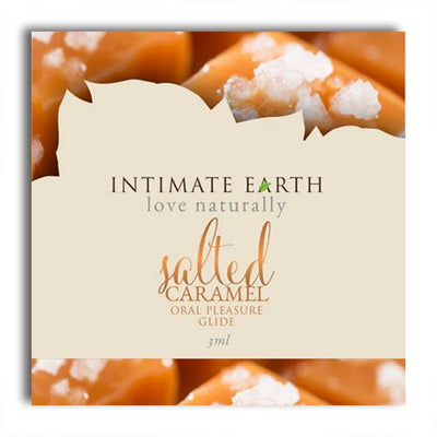 Foil Sized Natural Flavored Oral Glide Lubes and Massage Intimate Earth Salted Caramel 3 ml