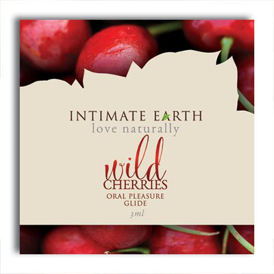 Foil Sized Natural Flavored Oral Glide Lubes and Massage Intimate Earth Wild Cherries 3 ml