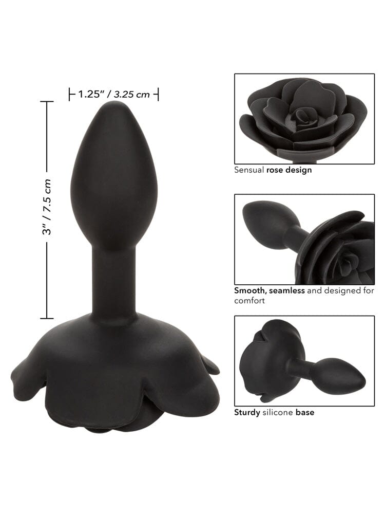 Forbidden Rose Silicone Anal Plug Anal Toys CalExotics Black Small
