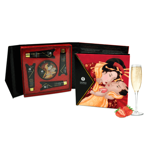 Geisha’s Secret Collection Massage Kit Lubes and Massage Shunga Strawberry Sparkling Wine