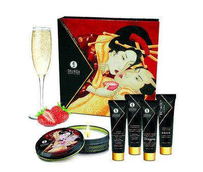 Geisha’s Secret Collection Massage Kit Lubes and Massage Shunga Strawberry Sparkling Wine