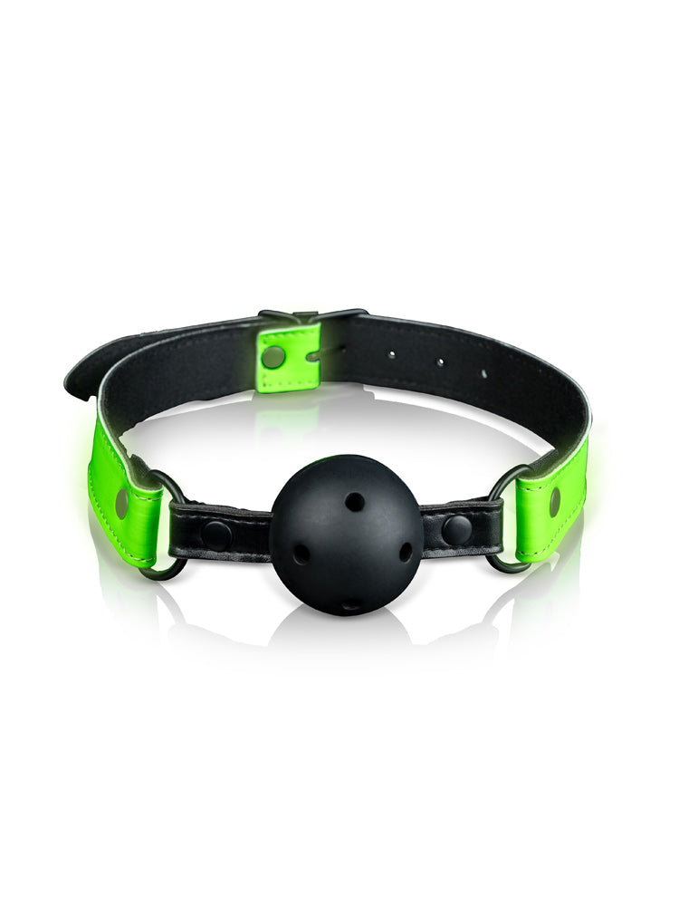 OUCH! Glow In The Dark Breathable Ball Gag Bondage & Fetish Shots America Green