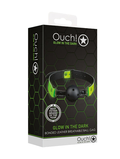 OUCH! Glow In The Dark Breathable Ball Gag Bondage & Fetish Shots America Green