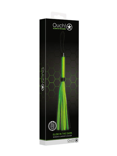 OUCH! Glow In The Dark Flogger Bondage & Fetish Shots America Green