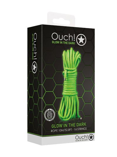 OUCH! Glow In The Dark Bondage Rope Bondage & Fetish Shots America 10m Green