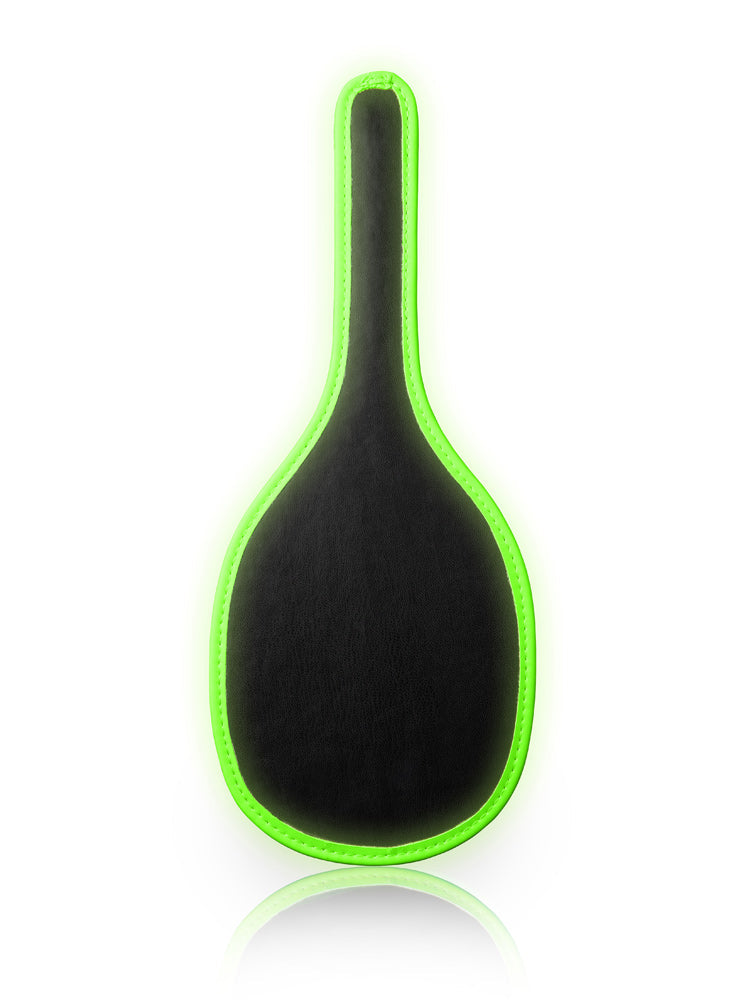 OUCH! Glow In The Dark Round Paddle Bondage & Fetish Shots America Green/Black