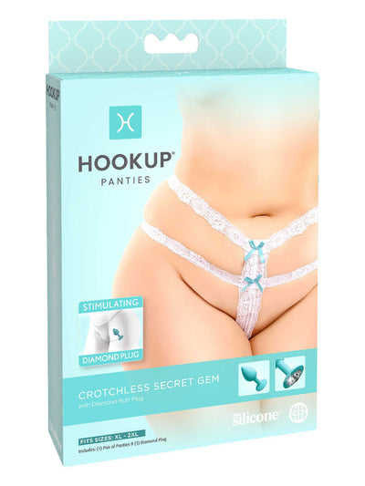 Hookup Crotchless Secret Gem Panties Set More Toys Pipedream Products White/Blue XL-XXL