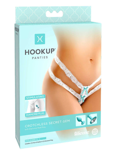 Hookup Crotchless Secret Gem Panties Set More Toys Pipedream Products White/Blue S-L