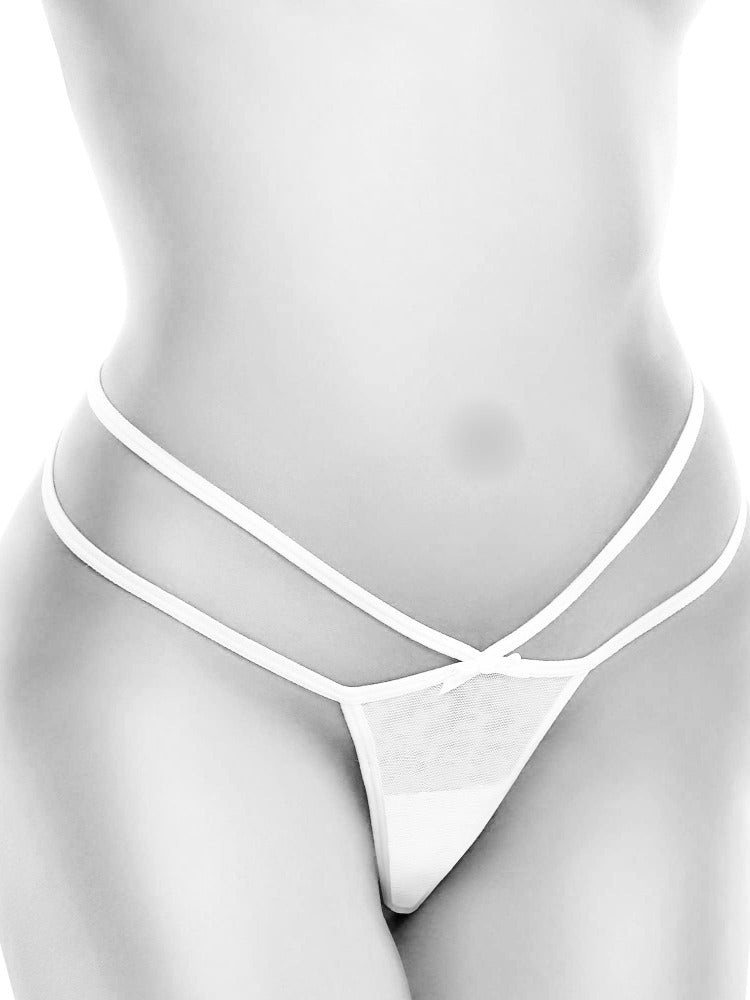 Hookup Remote Bow Tie G-String Panty Set More Toys Pipedream Products White/Blue S-L