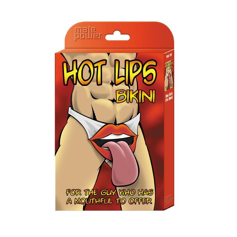 Men’s Novelty Hot Lips Peek-A-Boo Bikini Lingerie Male Power One Size Black/Red