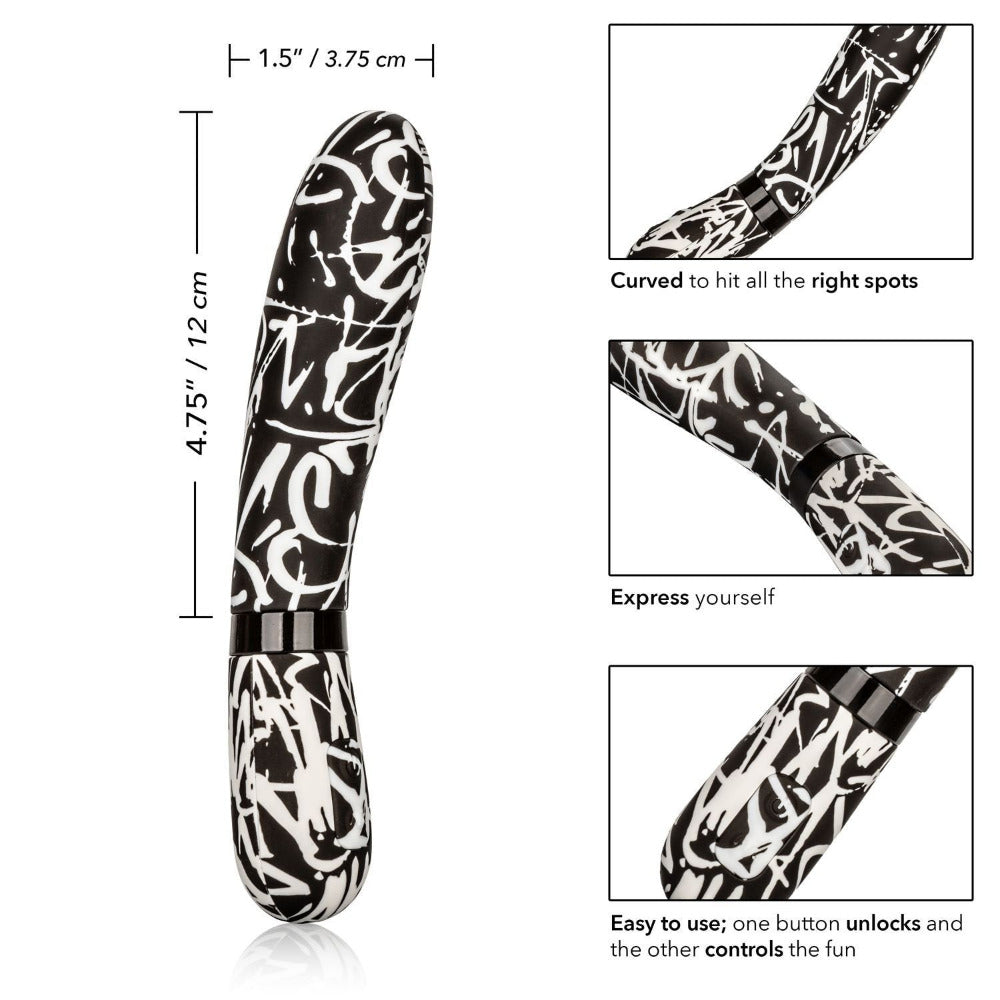 Hype Wand Rechargeable Curved Vibrator Vibrators CalExotics Black/White