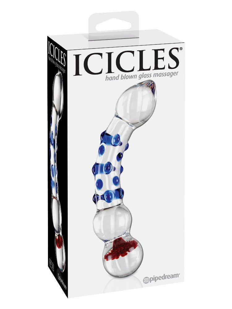 Icicles No. 18 Glass Dual Ended Dildo Dildos Pipedream Products Blue/Clear/Red