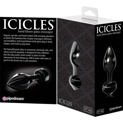 Icicles No. 44 Hand Blown Glass Butt Plug Anal Toys Pipedream Products Black