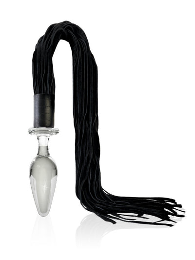 Icicles No. 49 Glass Butt Plug & Flogger Anal Toys Pipedream Products Clear/Black