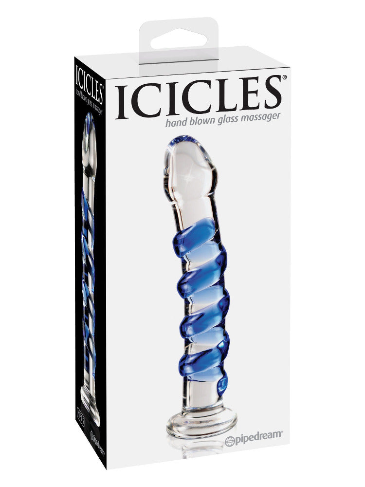 Icicles No. 5 Glass Dildo Massager Dildos Pipedream Products Clear/Blue