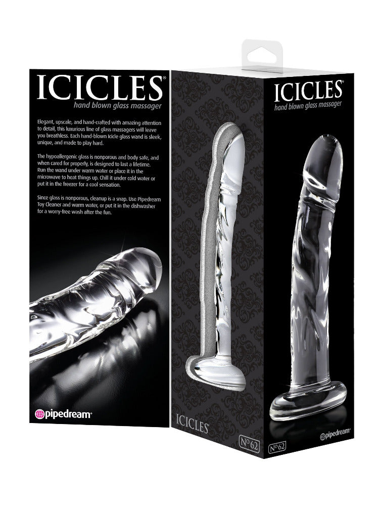 Icicles No. 62 Glass Dildo Massager Dildos Pipedream Products Clear