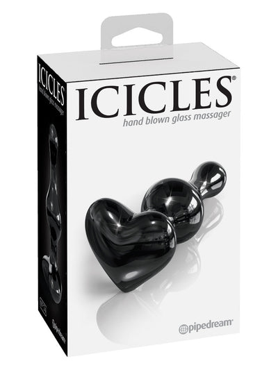 Icicles No. 74 Glass Heart Butt Plug Anal Toys Pipedream Products Black