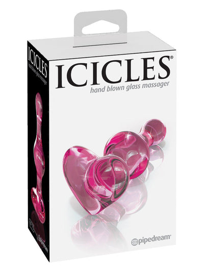 Icicles No. 75 Glass Heart Butt Plug Anal Toys Pipedream Products Pink
