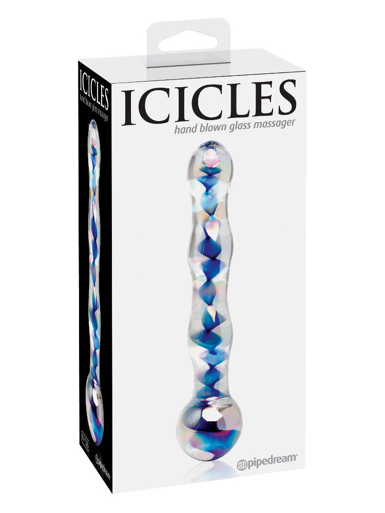 Icicles No. 8 Glass Waterproof Massager Dildos Pipedream Products Blue/Clear