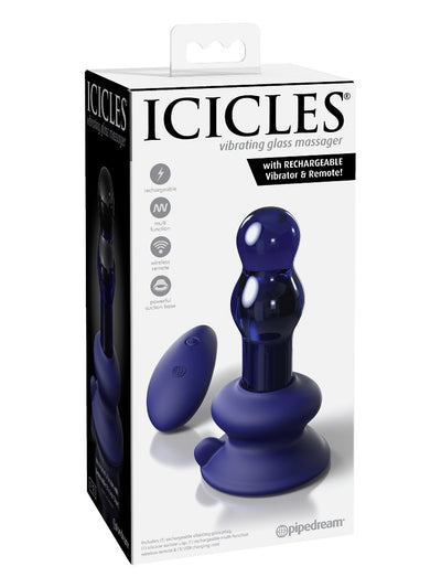 Icicles No. 83 Vibrating Glass Butt Plug Vibrators Pipedream Products Blue