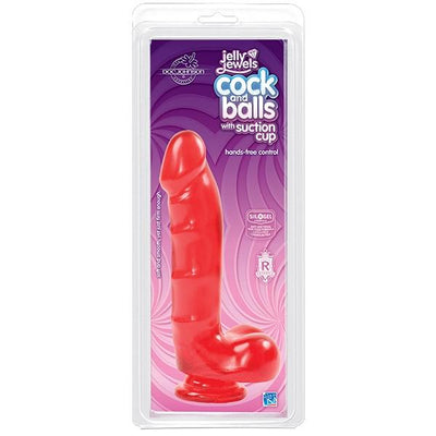 Jelly Jewels Cock & Balls Slim Dildo Dildos Doc Johnson Rube Red