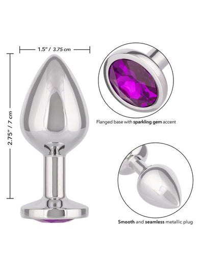 Jewel Amethyst Gem Metallic Butt Plug Anal Toys CalExotics Purple Large