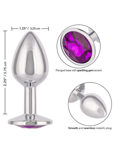 Jewel Amethyst Gem Metallic Butt Plug Anal Toys CalExotics Purple Small