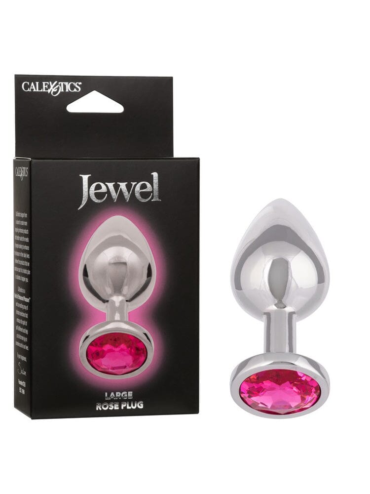 Jewel Rose Gem Metallic Butt Plug Anal Toys CalExotics Pink Large