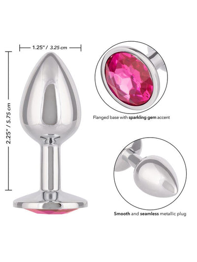 Jewel Rose Gem Metallic Butt Plug Anal Toys CalExotics Pink Small