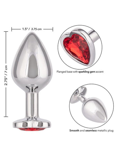 Jewel Ruby Heart Gem Metallic Butt Plug Anal Toys CalExotics Red Large