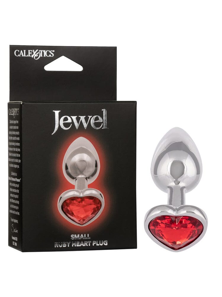 Jewel Ruby Heart Gem Metallic Butt Plug Anal Toys CalExotics Red Small