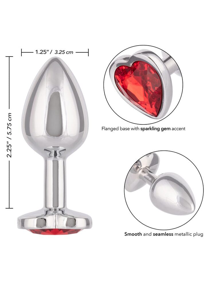Jewel Ruby Heart Gem Metallic Butt Plug Anal Toys CalExotics Red Small