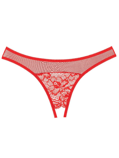 Adore Just A Rumor Crotchless Lace Panty Lingerie Allure Lingerie Red