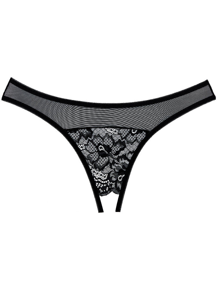 Adore Just A Rumor Crotchless Lace Panty Lingerie Allure Lingerie Black