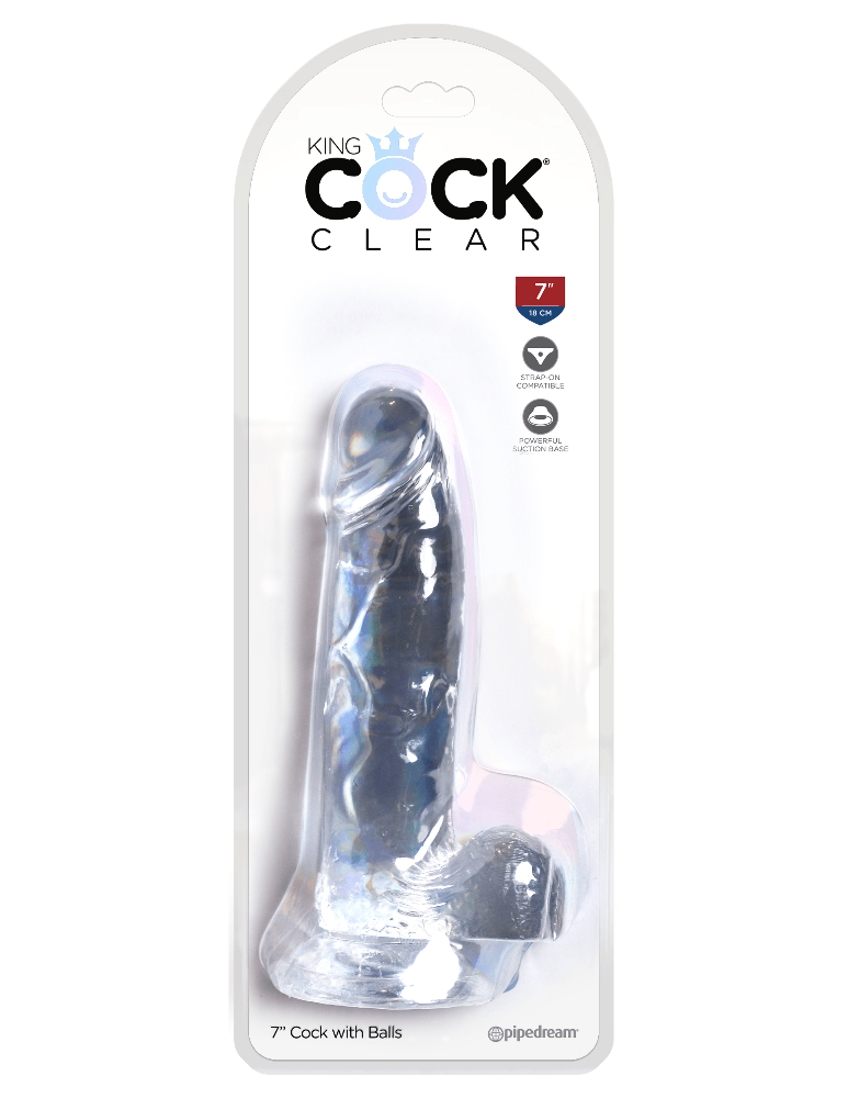 King Cock Clear Realistic Dildo & Balls Dildos Pipedream Products Clear 7"
