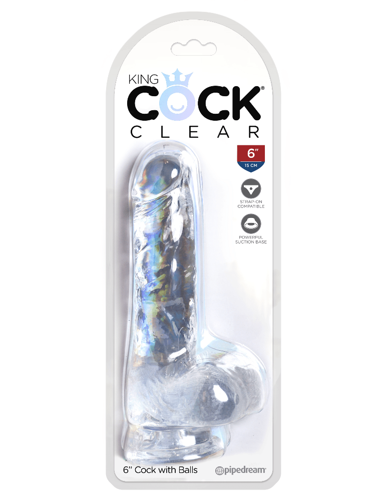 King Cock Clear Realistic Dildo & Balls Dildos Pipedream Products Clear 6"