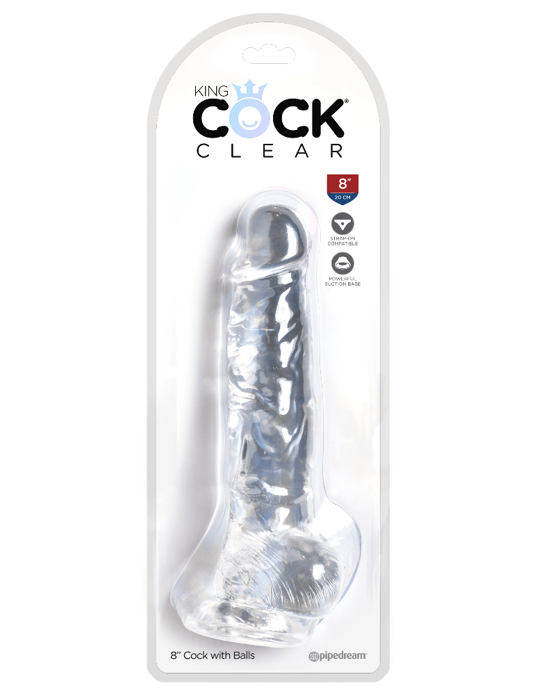 King Cock Clear Realistic Dildo & Balls Dildos Pipedream Products Clear 8"