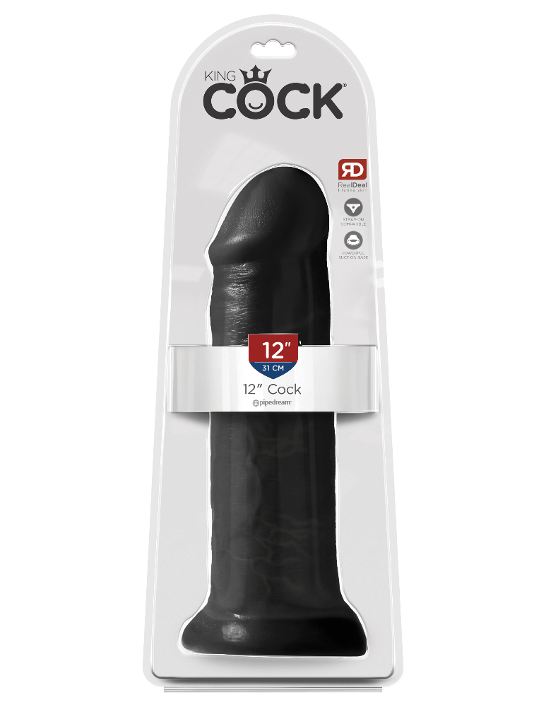 King Cock Real Deal Ultra-Realistic Dildo Dildos Pipedream Products Black 12"
