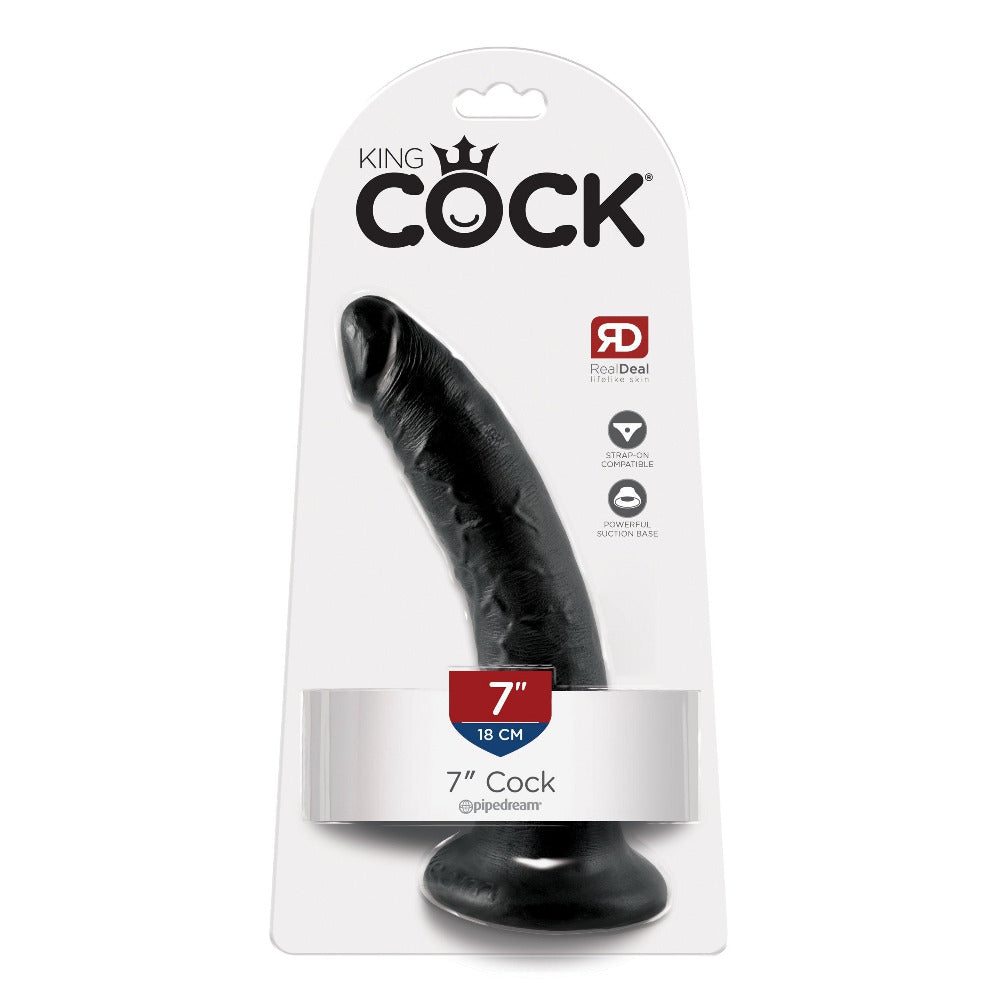 King Cock Real Deal Ultra-Realistic Dildo Dildos Pipedream Products Black 7"