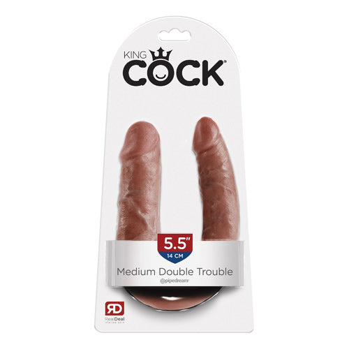 King Cock Double Trouble Double Dildo Dildos Pipedream Products Medium Tan 